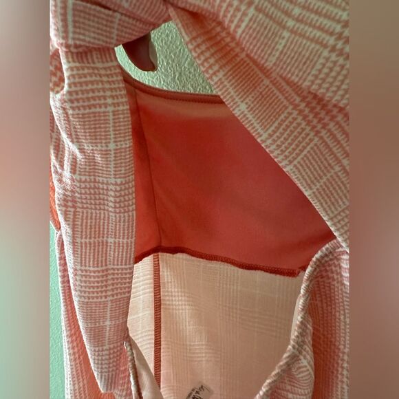 Lucy in the Sky Plaid Ruffle Bodycon Dress In Pink Tank Mini Dress Size M - Picture 6 of 7